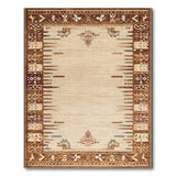 Beige Heritage Tribal Area Rug with Tan Borders
