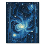 ODIKA Celestial Galaxy Abstract Blue Washable Rug - Low Pile & Non-Slip Area Rug