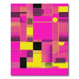 Geometric Modern Vibrant Pink Yellow Geometric Patchwork Rug