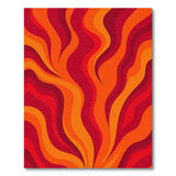 Fiery Red Orange Abstract Wave Area Rug