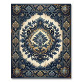 Navy Ornate Baroque Floral Area Rug
