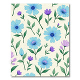 Cornflower Blue Floral Scatter Area Rug