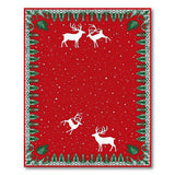 Festive Reindeer Snowfall Red Area Rug