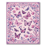 Pink Floral Vintage Pink Butterfly Floral Area Rug
