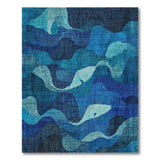 Blue Teal Abstract Ocean Waves Area Rug