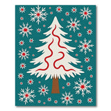 Teal Christmas Tree Snowflake Area Rug
