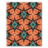Vibrant Orange Teal Persian Pattern Area Rug