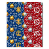 Festive Navy Blue Red Bauble Snowflake Area Rug