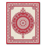 Ornate Red Persian Area Rug with Cream Field