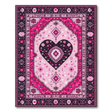 Pink Heart Floral Vintage Area Rug
