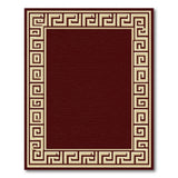 Red Greek Key Border Area Rug