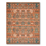 Orange Terracotta Teal Geometric Southwestern Area Rug