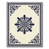 Beige and Neutral Navy Floral Medallion Persian Area Rug