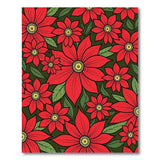 Red Poinsettia Floral Red Area Rug