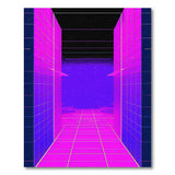Neon Pink Grid Corridor Geometric Area Rug