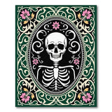 Ornate Gothic Skull with Pink Flowers Rug