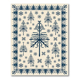 Navy Christmas Trees Snowflakes Beige Area Rug