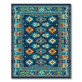 Teal Geometric Heritage Tribal Blue and Teal Area Rug
