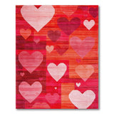 Red Vibrant Red Hearts Geometric Area Rug