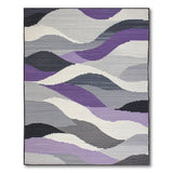 Purple Grey Wavy Abstract Area Rug