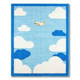 Kids Airplane Clouds Blue Area Rug