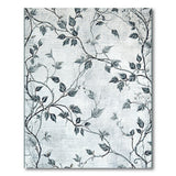 Grey Vine Leaf Distressed Area Rug