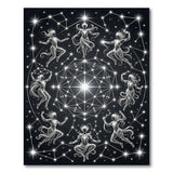 Celestial Nymph Dance Black White Area Rug