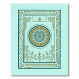 Ornate Teal Mandala Area Rug with Gold Frame