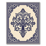 Elegant Navy Damask Floral Area Rug
