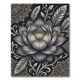 Silver Lotus Mandala with Peacock Feathers Rug