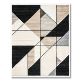 Modern Geometric Triangle Area Rug Black Beige Neutral