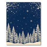 ODIKA Washable Navy Blue Winter Forest Pine Tree Area Rug - Low Pile Non-Slip Rug