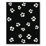 Playful White Paw Print Black Area Rug