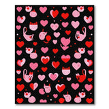 Playful Pink Cats Hearts Area Rug