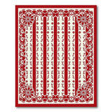 Red Intricate Floral Border Area Rug