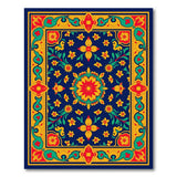 Multi-color and Patterns Vibrant Navy Persian Floral Area Rug