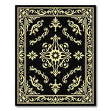 Black Gold Ornate Floral Border Area Rug