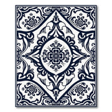 Black and White Ornate Navy Floral Medallion Area Rug