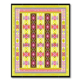Vibrant Yellow Pink Geometric Tribal Rug