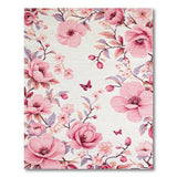 Pink Peony Floral Area Rug with Butterflies