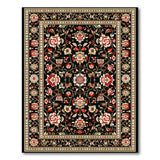 Red Floral Persian Area Rug with Gold Border