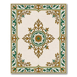 Ornate Floral Medallion Area Rug in Beige Green Gold