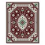Red Persian Medallion Area Rug with Floral Motifs