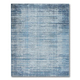 Blue Grid Distressed Geometric Area Rug