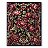 Opulent Red Peony Floral Area Rug