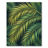 Vibrant Green Palm Frond Area Rug on Black