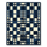 Modern Navy Grid Geometric Area Rug