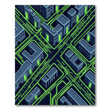 Neon Cyber City Isometric Area Rug
