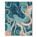 Blue and Teal Teal Octopus Deep Sea Area Rug