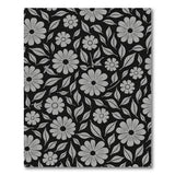 Grey Floral Silhouette Area Rug on Black